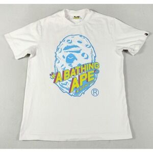 A Bathing Ape Shirt Mens Medium White Moon Rocket Graphic Streetwear Tee